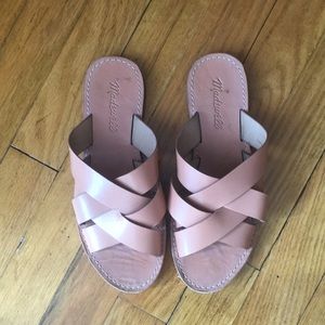 Madewell Leather Boardwalk Woven Slides Sandals Size 6.5